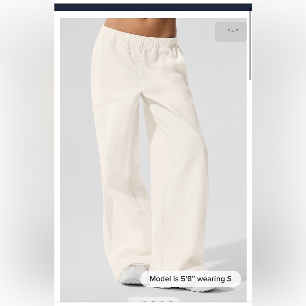 Alo Wide Leg Track Pant Ivory/Cream